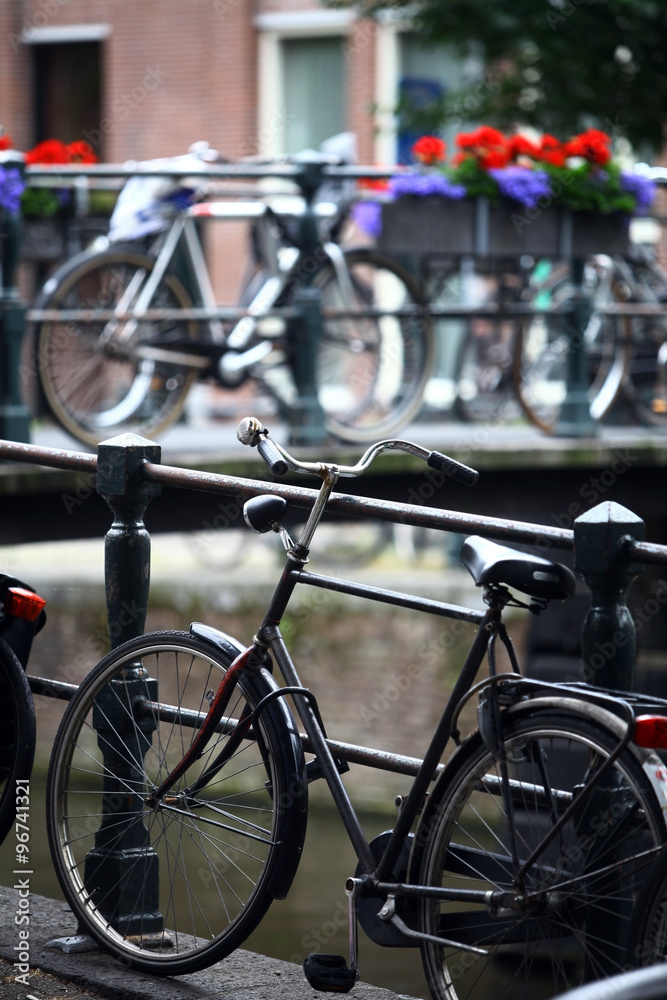 Obraz premium Group of parked bicycles