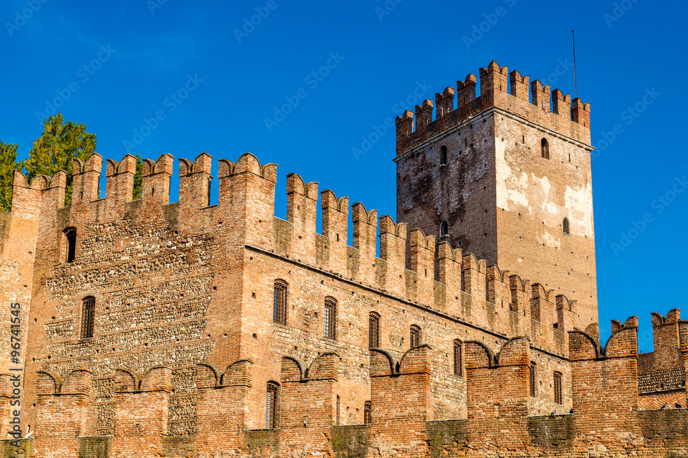 Walls of Castelvecchio fortress in Verona - Italy