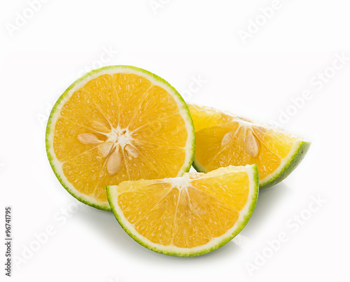 Tangerine on white background