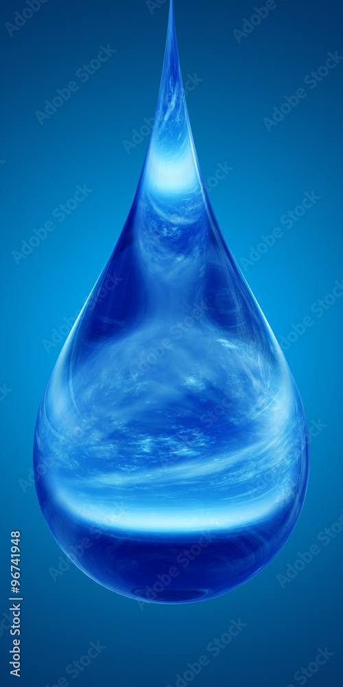 Concept or conceptual clean cold rain water liquid drop blue gradient Concept or conceptual clean cold rain water liquid drop blue gradient