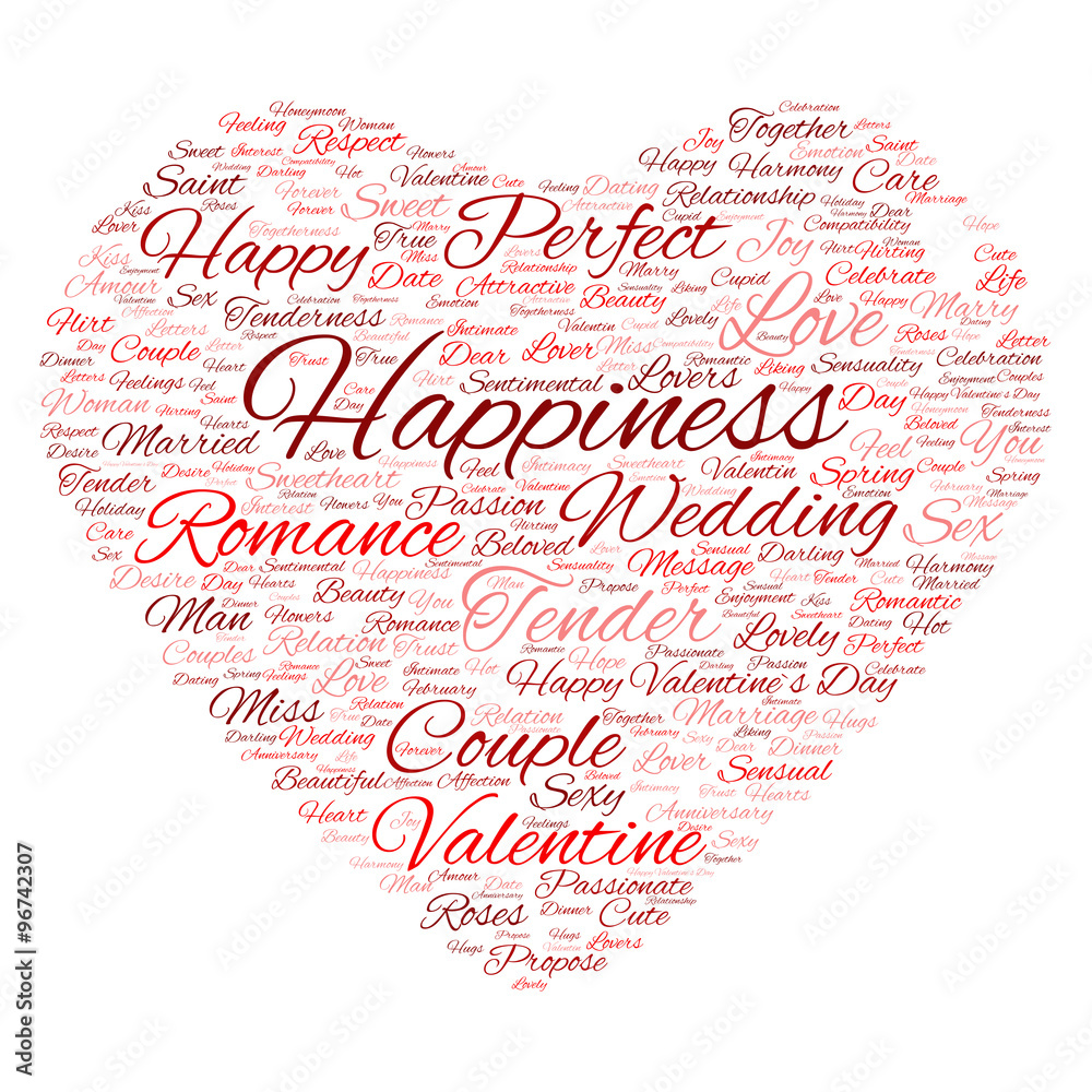Conceptual Valentine heart word cloud Conceptual Valentine heart word cloud