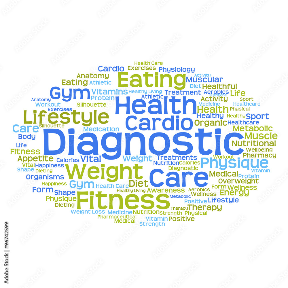 Obraz premium Concept or conceptual abstract health diet or sport word cloud or wordcloud isolated on white background