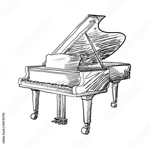 Grand Piano Doodle, a hand drawn vector doodle illustration of a grand piano.