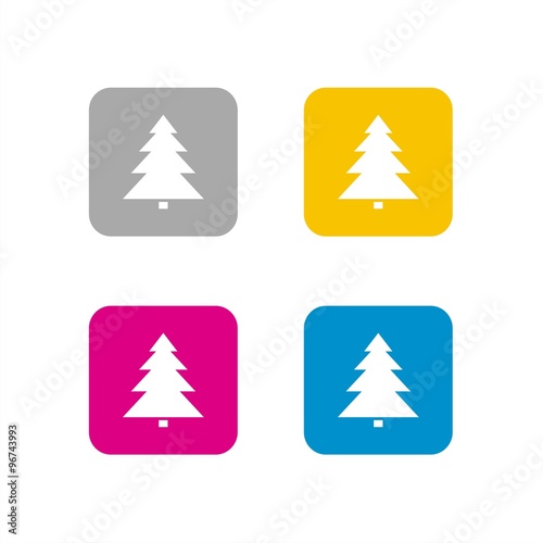 Icono de árbol de Navidad sobre fondos de colores