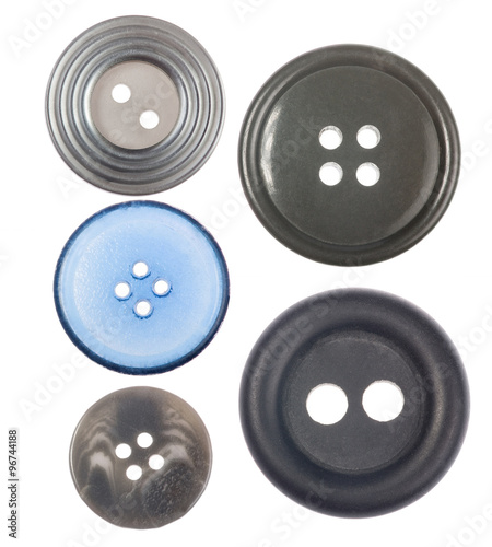 set of five buttons isolated on white