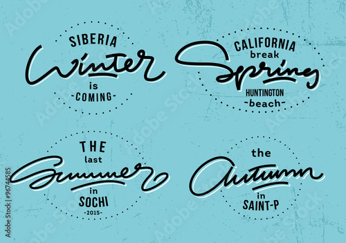 Seasons lettering vector titles