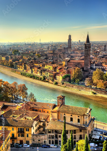 View of Verona with Santa Anastasia church - Italy