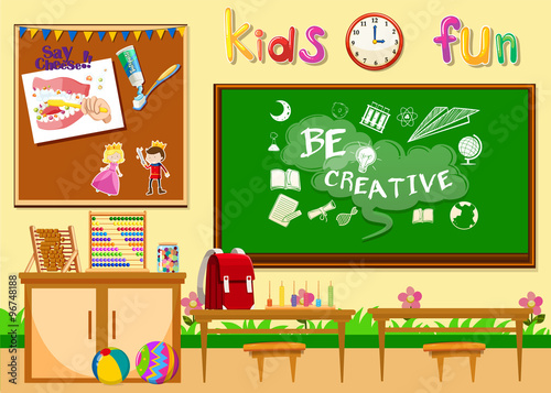 Kindergarten classroom without children