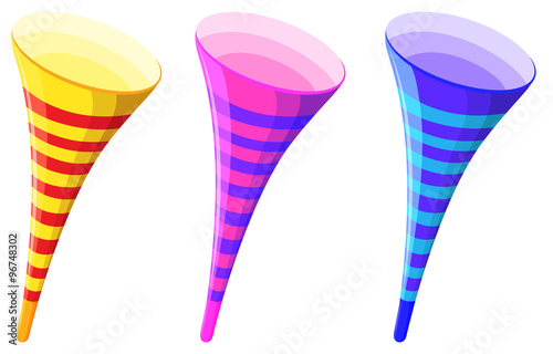 Party horns in different colors