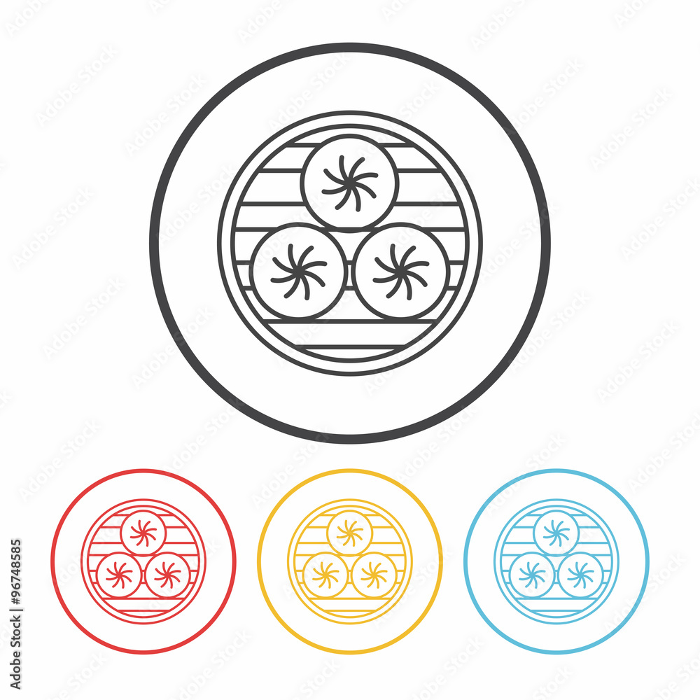 Steamed stuffed bun line icon Steamed stuffed bun line icon