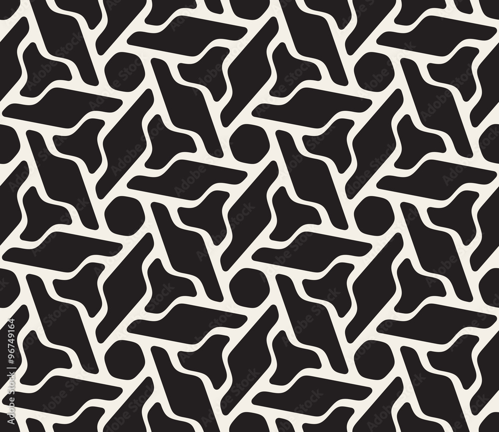 Vector Seamless Black And White Rounded Floral Hexagonal Shape Pattern Vector Seamless Black And White Rounded Floral Hexagonal Shape Pattern