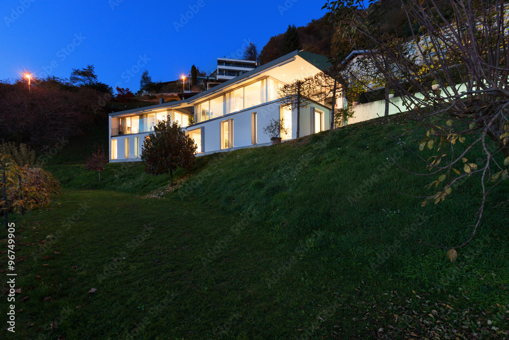 modern house by night modern house by night
