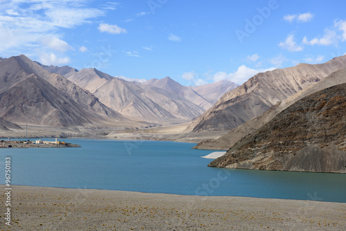 Landscape around Muztagh Ata and Karakuli Lake, Pamir Mountains, Kasgar, Xinjiang, China photo