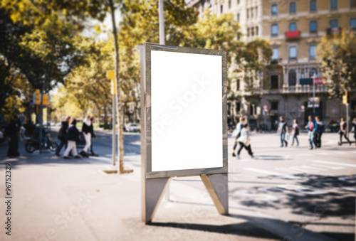 Mock up of blank advertising lightbox in the city