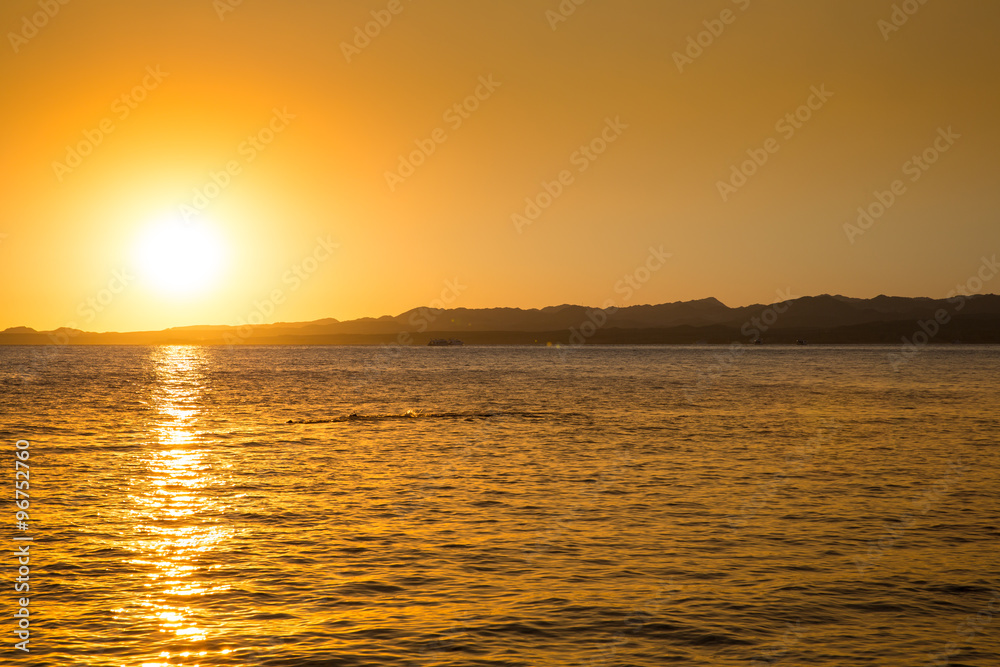 Golden sunset over the sea