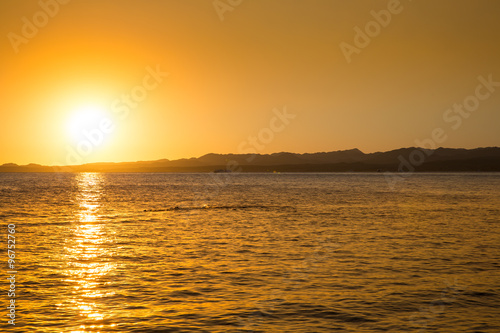 Golden sunset over the sea