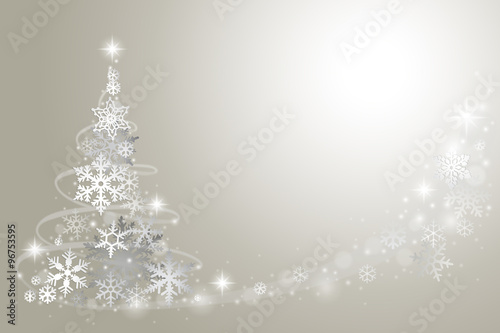 Abstract Christmas tree from snowflakes on grey background