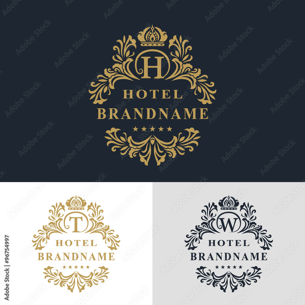 Monogram design elements, graceful template. Calligraphic elegant line art logo design. Letter emblem sign T, W, H for Royalty, business card, Boutique, Hotel, Heraldic, Jewelry. Vector illustration