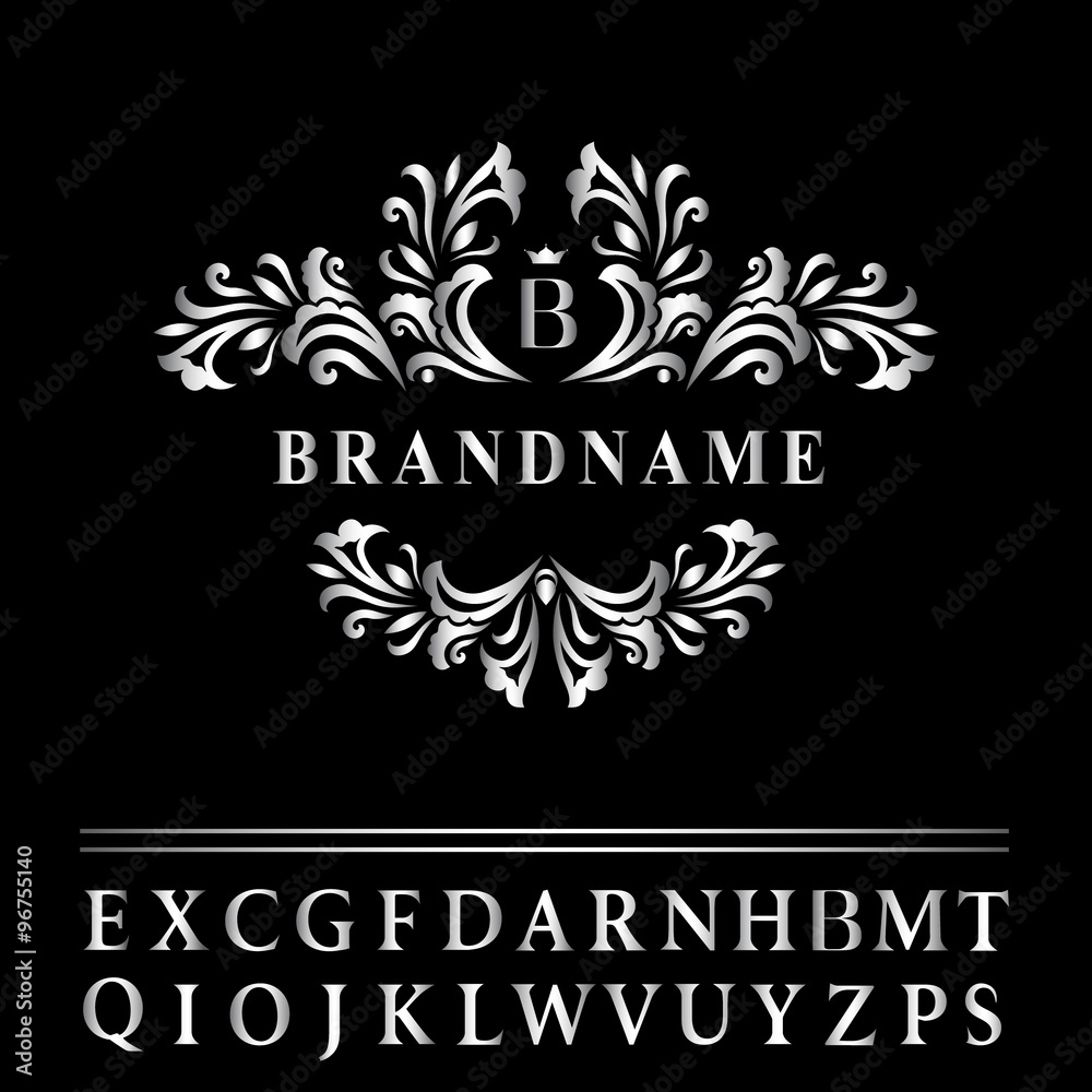Monogram design elements, graceful template. Elegant line art logo design. Business silver emblem letter B for Restaurant, Royalty, Boutique, Cafe, Hotel, Heraldic, Jewelry, Fashion. Vector Monogram design elements, graceful template. Elegant line art logo design. Business silver emblem letter B for Restaurant, Royalty, Boutique, Cafe, Hotel, Heraldic, Jewelry, Fashion. Vector
