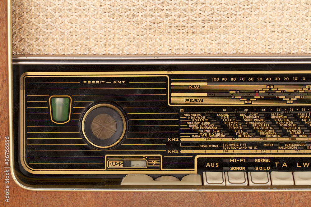 Detail of a 1950s vintage radio tuner Stock-foto | Adobe Stock