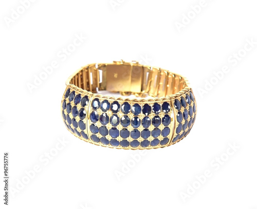 Gold bracelet with ruby gems photo