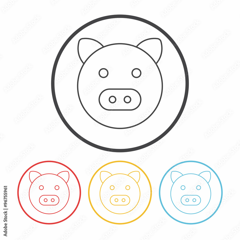 pig line icon pig line icon