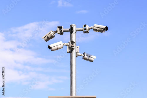 CCTV security camera for surveillance operaiting events in city.