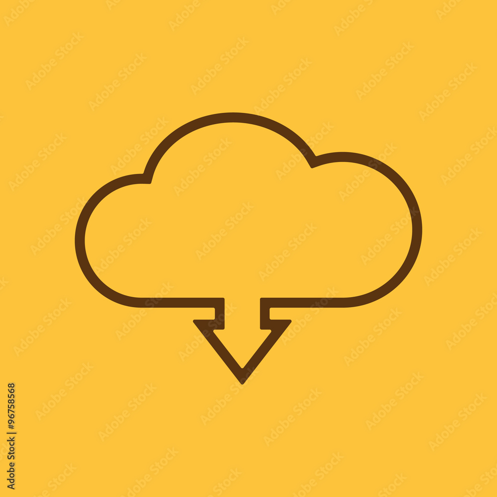 The download to cloud icon. Download symbol. Flat The download to cloud icon. Download symbol. Flat