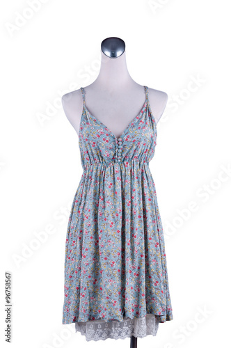 Womens beautiful dress on mannequin on white background