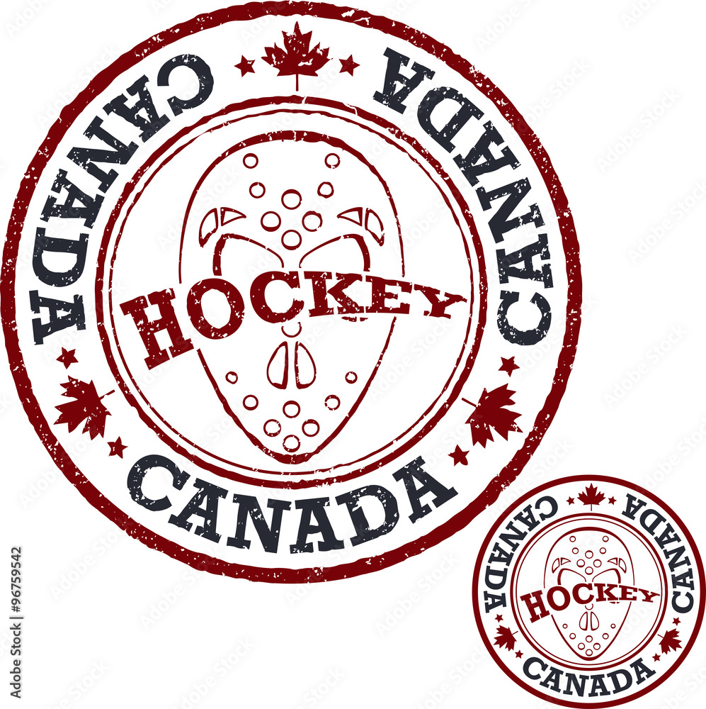 Naklejka premium Canadian hockey stamp.