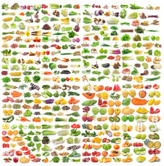 set of vegetable and fruit on white background