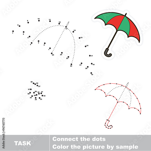 Umbrella to be traced. Vector numbers game. 