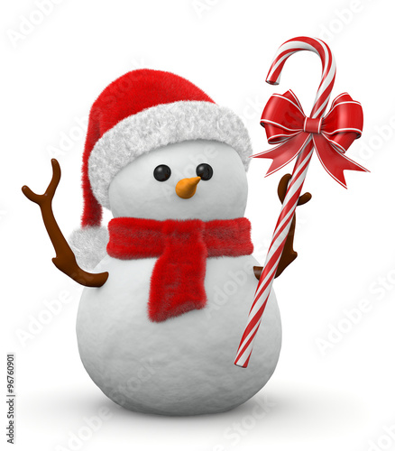pupazzo di neve natalizio con bastoncino zuccherato photo