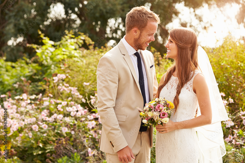 Romantic Young Couple Getting Married Outdoors Romantic Young Couple Getting Married Outdoors