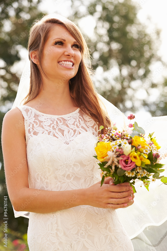 Beautiful Bride Holding Bouquet On Wedding Day Beautiful Bride Holding Bouquet On Wedding Day