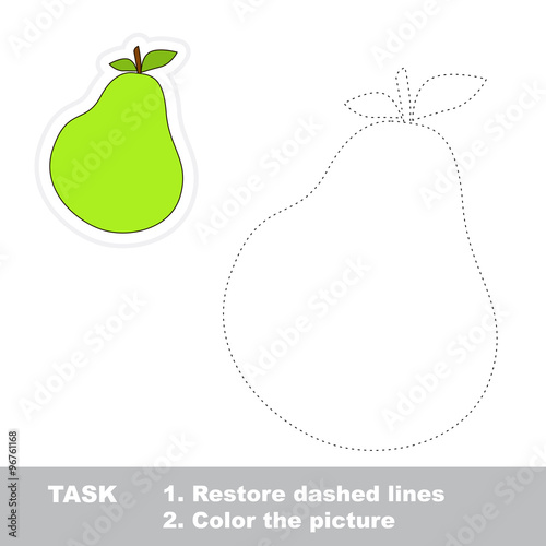 Pear to be traced. Vector trace game.