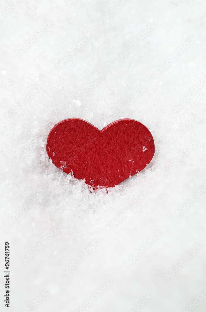 Red Heart in Frosty White Snow