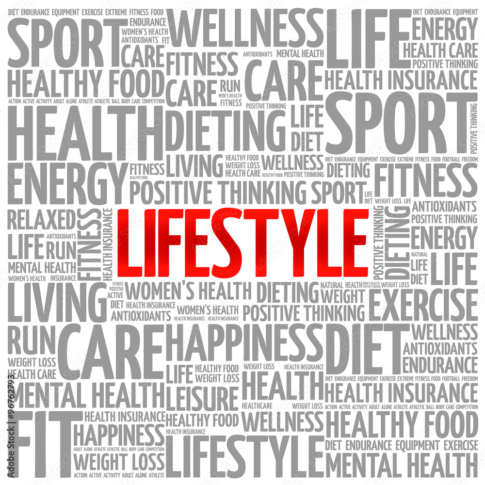 LIFESTYLE word cloud background, health concept