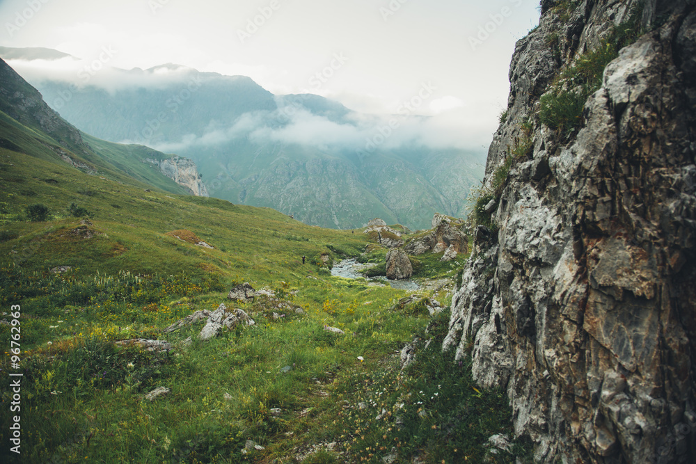 Obraz premium Backpacking in the mountains in the Caucasus Arkhyz in Russia
