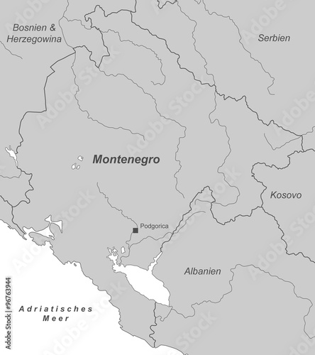 Montenegro in Grau  beschriftet 