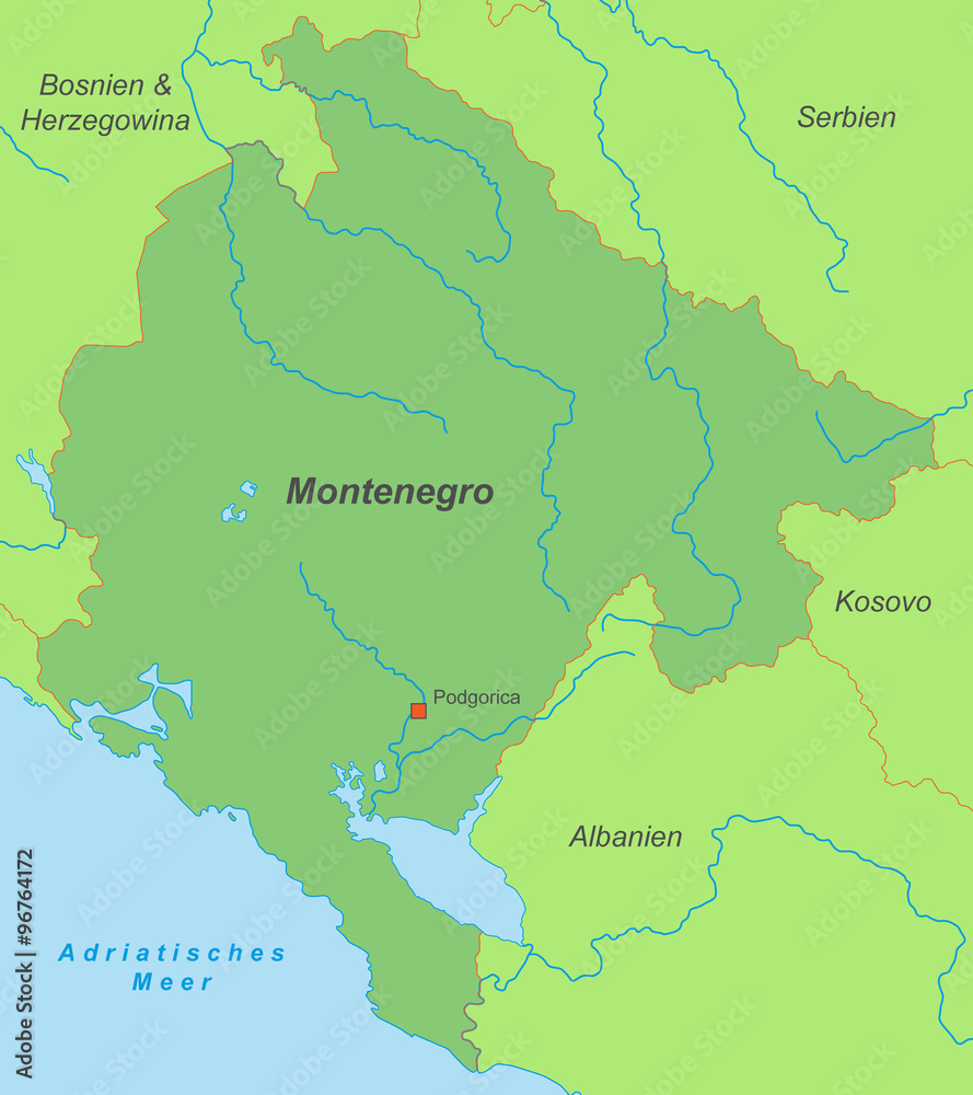 Montenegro in Grün (beschriftet)