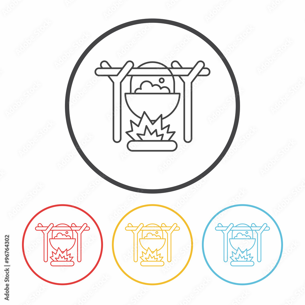 camping fire line icon camping fire line icon