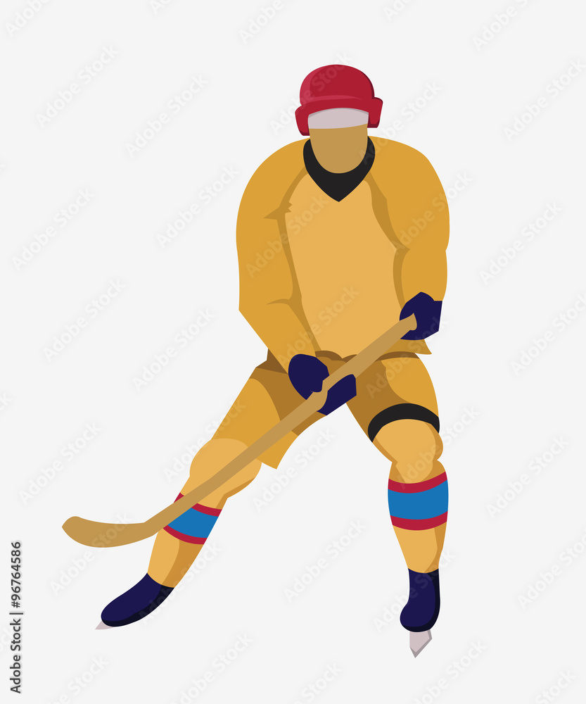 Hockey Player with a hockey stick and skates