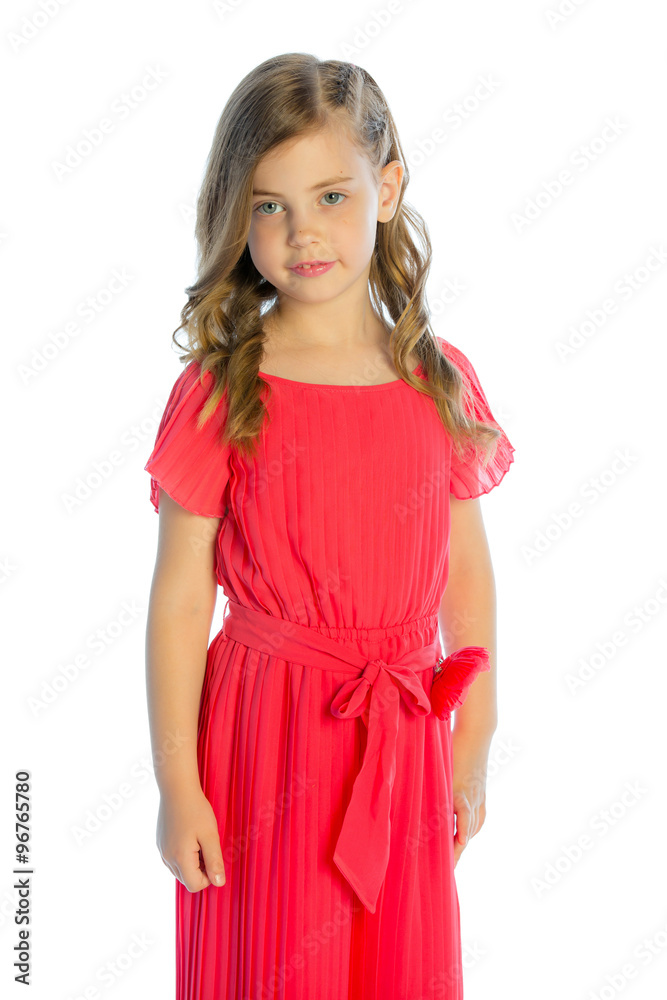 Portrait of a smiling girl looking at the camera. Studio shot, isolated on white Portrait of a smiling girl looking at the camera. Studio shot, isolated on white