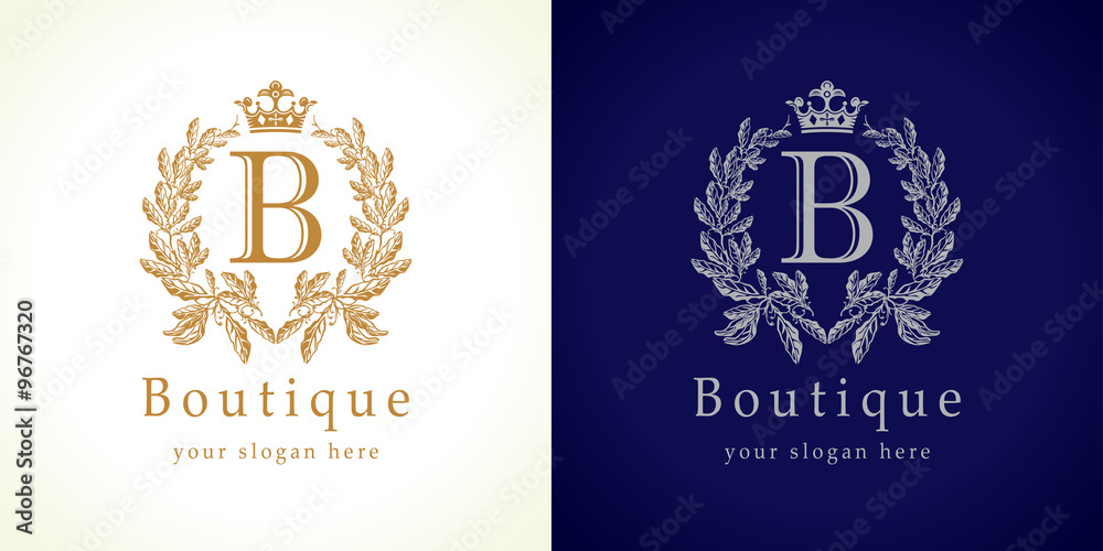 Naklejka premium The boutique logo. The luxurious letter B icon in vintage style.