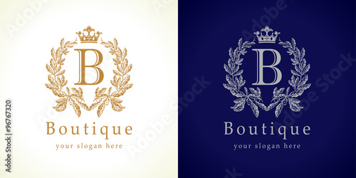 The boutique logo. The luxurious letter B icon in vintage style.