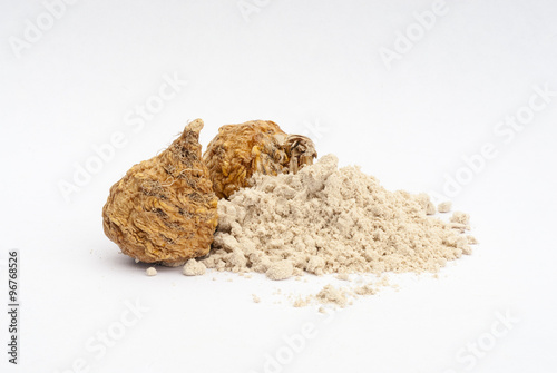 Peruvian ginseng or maca (Lepidium meyenii), dried root and  pow