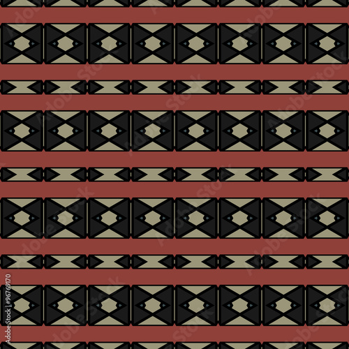 Abstract pattern of horizontal stripes with geometric shapes