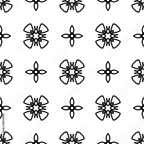 Seamless black and white pattern with abstract elements