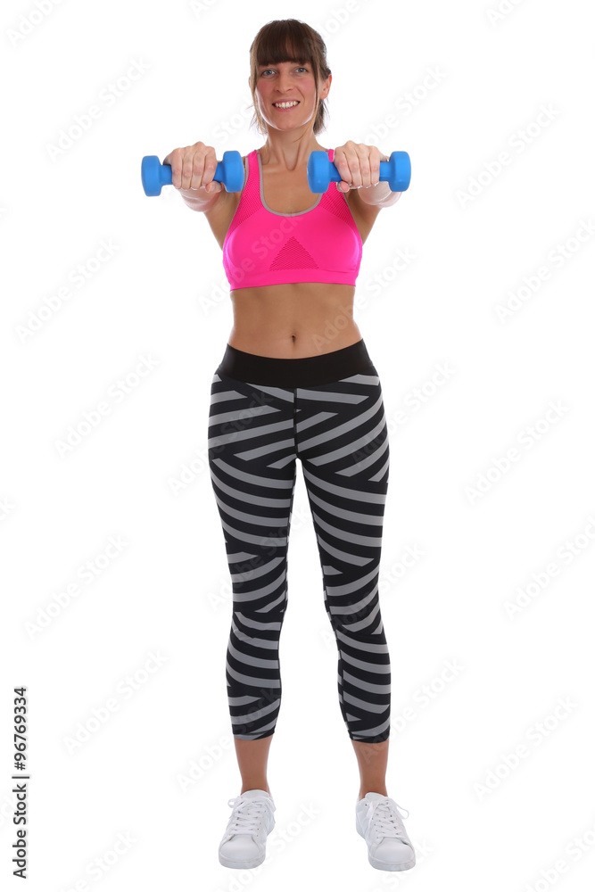 Sport Workout Fitness Training Frau Halten von Hanteln Ganzkörp Sport Workout Fitness Training Frau Halten von Hanteln Ganzkörp